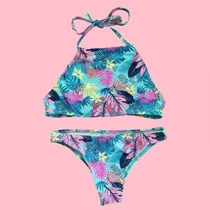 Girls Tropical Print Bikini Size 13-14